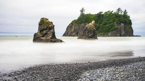 Sea stacks at Ruby Beach, Washington Stock Photos
