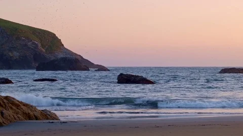 Sea stacks in waves at sunset Harris Beach Oregon Coast Oregon 11 Stock Footage 81869339