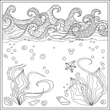 Sea star in the ocean Stock Illustration
