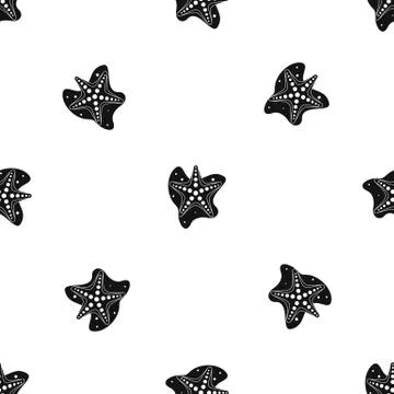Sea star pattern seamless black Illustrazione stock