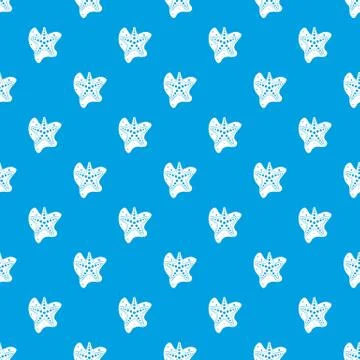 Sea star pattern seamless blue Illustrazione stock