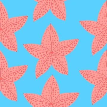 Sea star seamless pattern in cartoon style Stock Illustration
