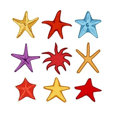 Sea star set cartoon vector illustration Stock Illustration