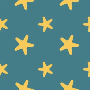 Sea stars, seamless pattern, vector. Stock Illustration