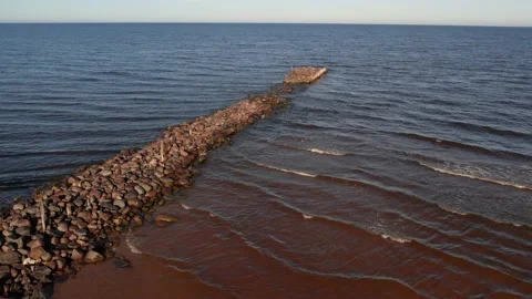 Sea with a stone pier Stock Footage 205064382
