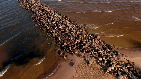 Sea with a stone pier Stock Footage 205064400