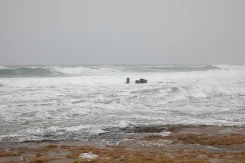 Sea storm and cloudy sky High quality photo Stock Photos