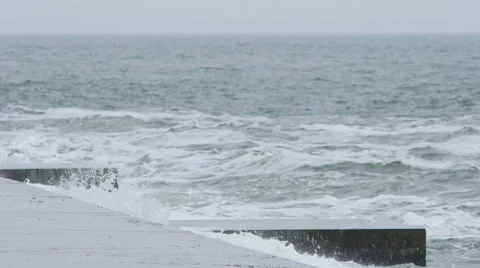 Sea storm approaching to the beach. Camera not move Stock Footage 63628865