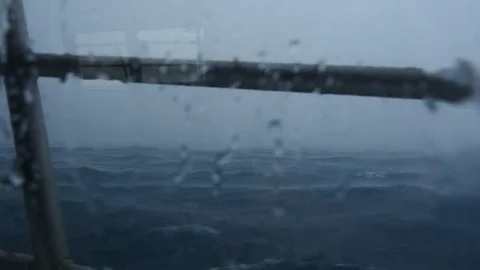 Sea storm from boat window Stock Footage 77429173