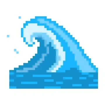 Sea storm pixel wave. Oceanic tsunami with huge blue ridges Stock Illustration