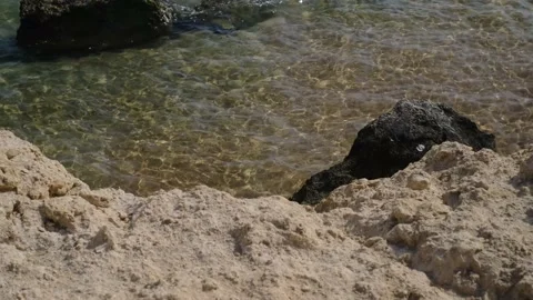 Sea storm, sea waves break on the rocks of the coast, causing an explosion of wa 스톡 동영상 236570834