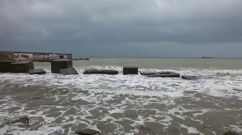Sea storm in winter Stock Footage 50887792