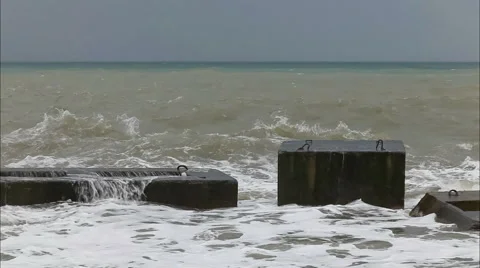 Sea storm in winter Stock Footage 50911173