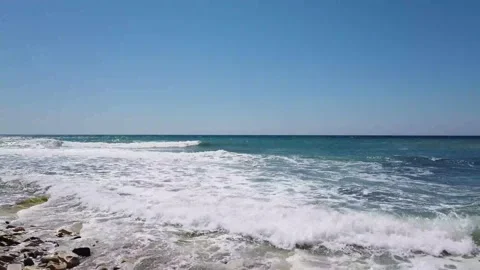 Sea summer rocks wave blue abyss Stock Footage 149184085
