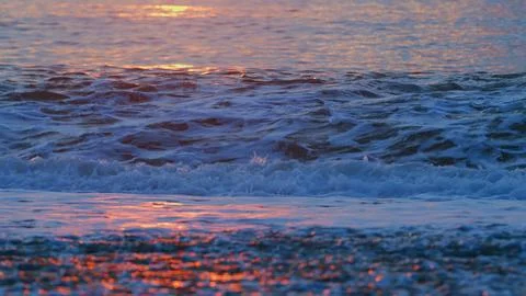 Sea With Sun Light In Background At Sunset. Orange And Red Sunset Over Sea Stock Photos