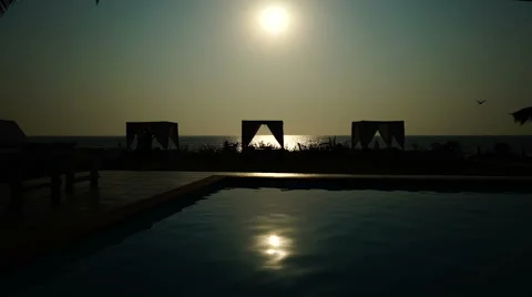 Sea. Sun. Reflection. Swimming pool. Stock Footage 64654763