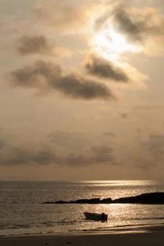 Sea sunrise with beautiful path Stock Photos