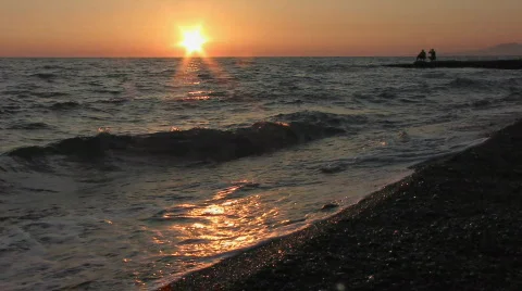 Sea sunset 10 Stock Footage 748255