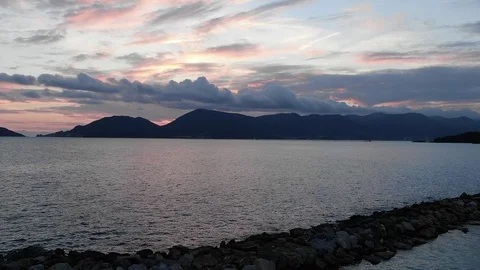 Sea at sunset Stock Footage 98037487