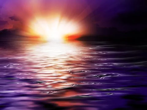 Sea sunset Stock Illustration