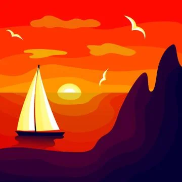 Sea sunset Stock Illustration