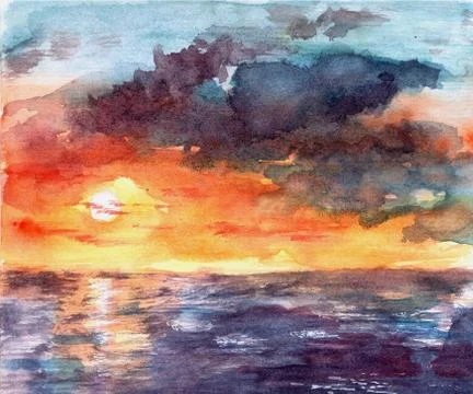 Sea sunset Illustration