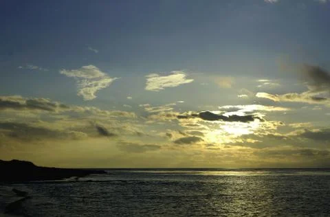 Sea sunset on Kunashiri Stock Photos