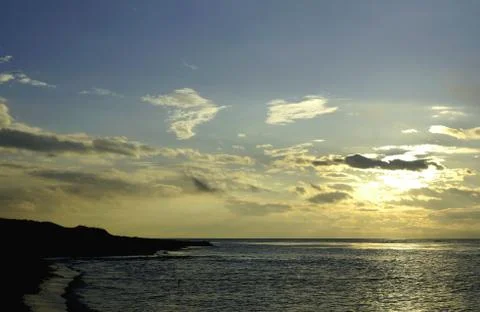 Sea sunset on Kunashiri Stock Photos