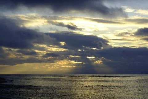Sea sunset on Kunashiri Stock Photos