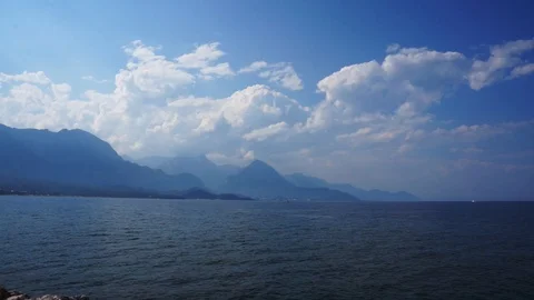 Sea sunset with mountains in the background. Turkey, Kemer. Stock Footage 107980421