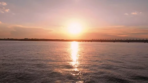 Sea sunset over the bridge Stock Footage 111793781