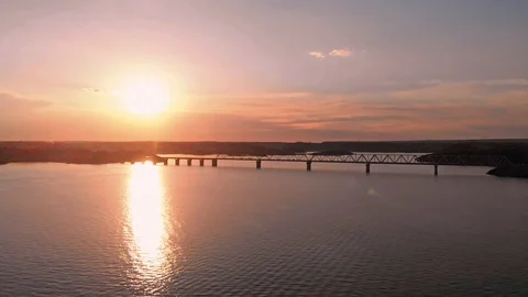 Sea sunset over the bridge Stock Footage 111794000