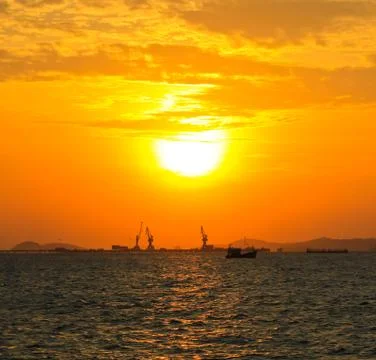 Sea sunset Stock Photos