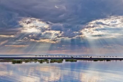 Sea sunset Stock Photos