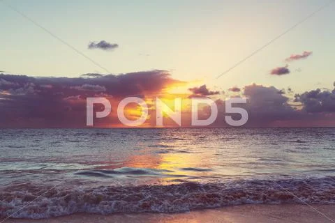 Sea sunset Stock Photos