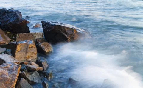 Sea at sunset Stock Photos