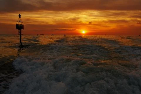 Sea At Sunset Stock Photos