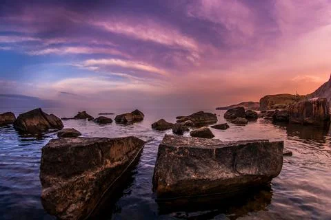 Sea sunset Stock Photos