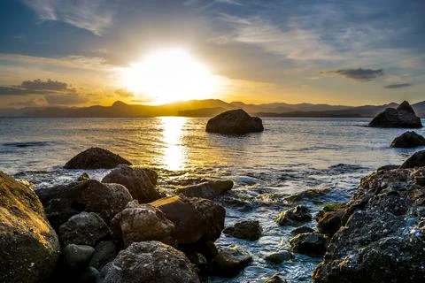 Sea sunset Stock Photos