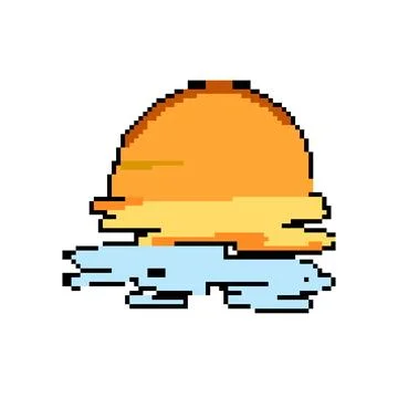 Sea sunset pixel art vector illustration 스톡 일러스트