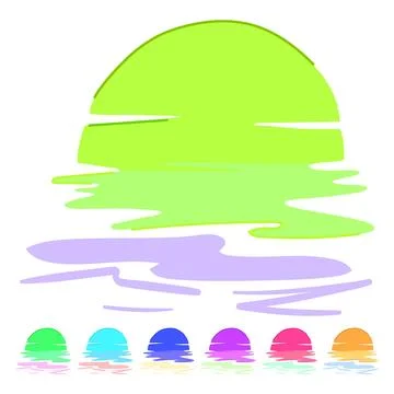 Sea sunset vector cartoon graphic Stock Illustration