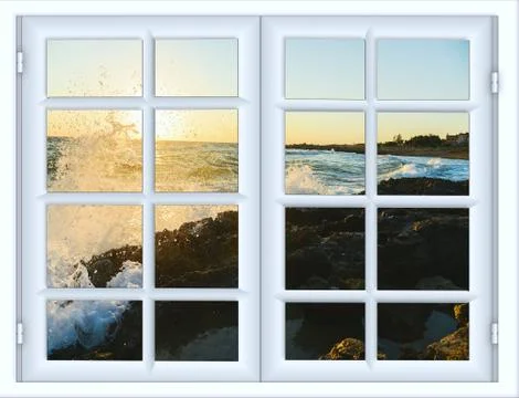Sea sunset from the window Stock-Illustration
