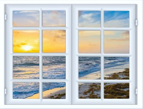 Sea sunset from the window Stock-Illustration