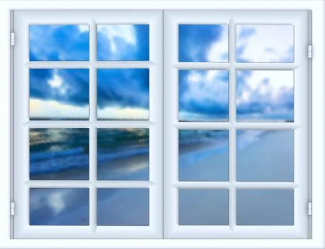 Sea sunset from the window Stock-Illustration