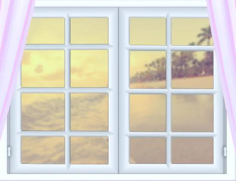 Sea sunset from the window Illustrazione stock