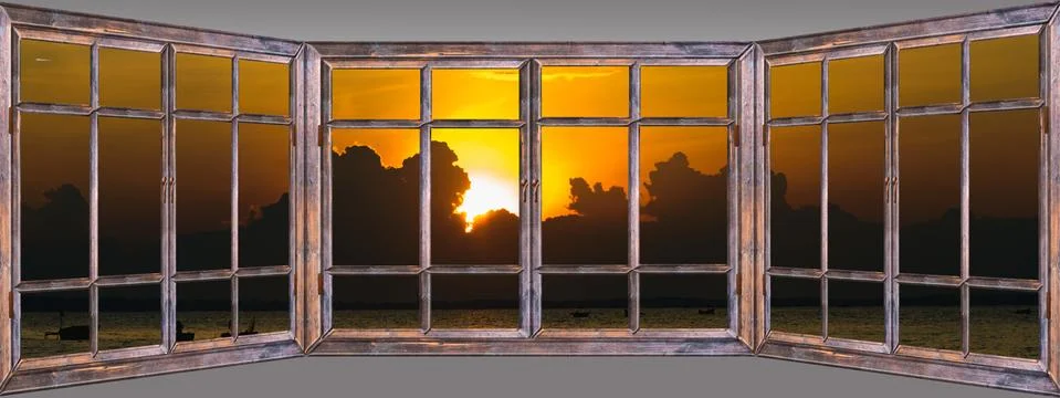Sea sunset from the window Фото