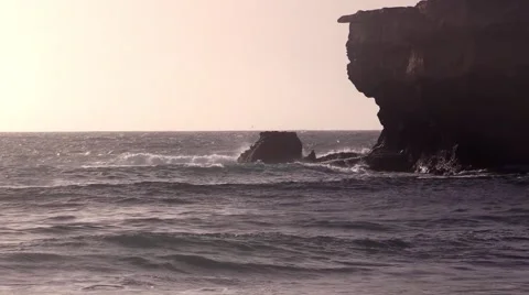 Sea surf on the rocks in the area  Punta Pesebre  on Fuerteventura 库存影片 54229908
