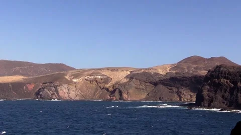 Sea surf on the rocks in the area  Punta Pesebre  on Fuerteventura Stock Footage 54240992