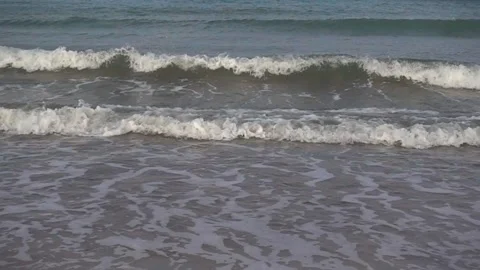 Sea surf on sandy beach 16x slow motion 480 fps Stock Footage 85972152