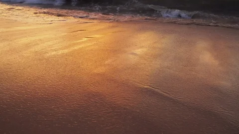 Sea surf on the sandy beach at sunset in thailand Stock Footage 120141200